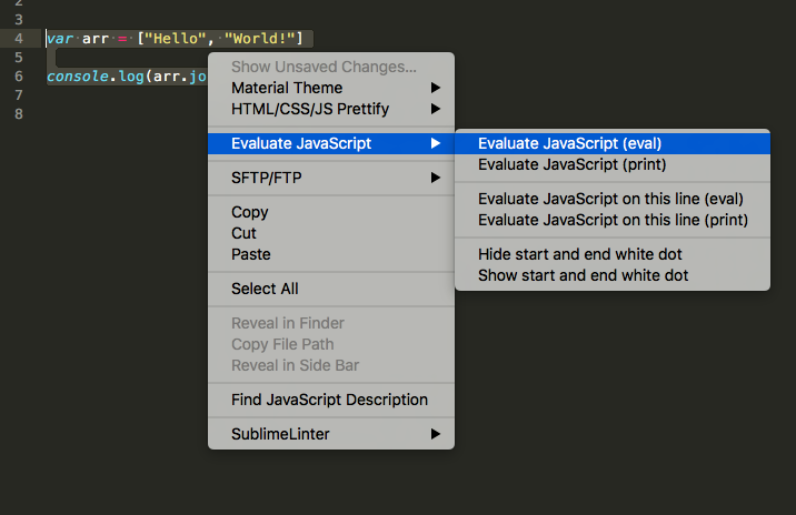 use js in sublime for mac